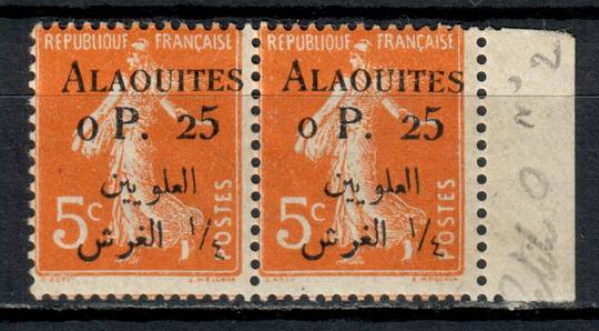 ALAOUITES 1925 Definitive 0p25 on 5c Orange. Pair one with the small 0. - 11001 - Mint