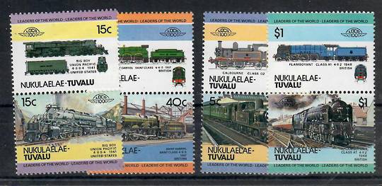 NUKULAELAE 1984 Leaders of the World. Railway Locomotives. Set of 8 in joined pairs. - 22020 - UHM