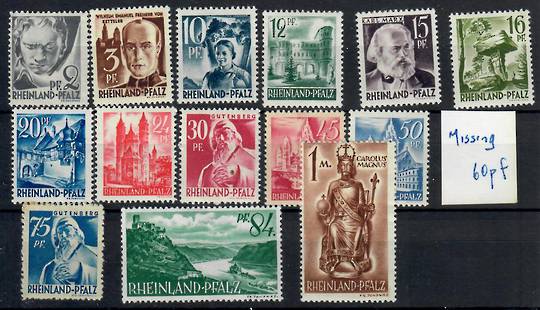 Allied Occupation of Germany RHINELAND-PALATINATE 1947 Definitives. Set of 15. - 22108 - Mint