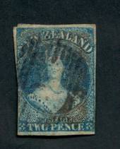 NEW ZEALAND 1855 Full Face Queen 2d Deep {Greenish) Blue. Imperf. Good colour. Postmark off face. Three margins. CP catalogue wi