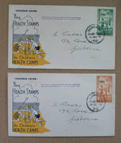 NEW ZEALAND 1941 Health. Set of 2. on two illustrated first day covers cancelled at Gisborne Health Camp on the opening day on t