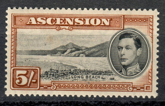 ASCENSION 1938 Geo 6th Definitive 5/- Black and Yellow-Brown. Perf 13½. Slight tropical gum. - 6952 - LHM