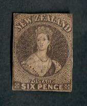 NEW ZEALAND 1855 Full Face Queen 6d Black-Brown. Davies Print (SG 41). Only the second unused example I have seen. Much original