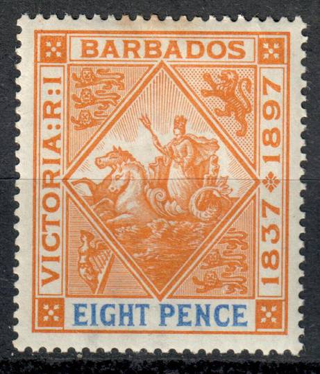 BARBADOS 1897 Diamond Jubilee 8d Orange and Ultramarine. - 8281 - UHM
