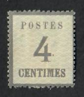 ALSACE and LORRAINE 1870 Definitive 4c Grey. Points of the net downwards.  Official reprint. "P" of Postes 2½mm from left edge.