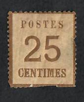 ALSACE and LORRAINE 1870 Definitive 25c Brown. Points of the net downwards.  Official reprint. "P" of Postes Postes 2½mm from le