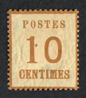 ALSACE and LORRAINE 1870 Definitive 10c Bistre-Brown. Points of the net upwards.  Genuine copy. "P" of Postes 3mm + from left ed