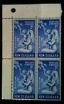 NEW ZEALAND 1949 Health Listed Flaw. No dot below D. Row 1/2. Positional block. Crease in top selvedge. - 20130 - UHM