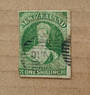 NEW ZEALAND 1855 1/- Yellow-Green. Light postmark. Four full margins except for slight cut across left lower corner. A good item