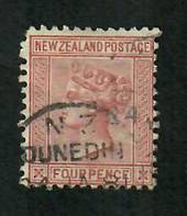 NEW ZEALAND 1874 Victoria 1st First Sideface 4d Maroon. - 10022 - Used