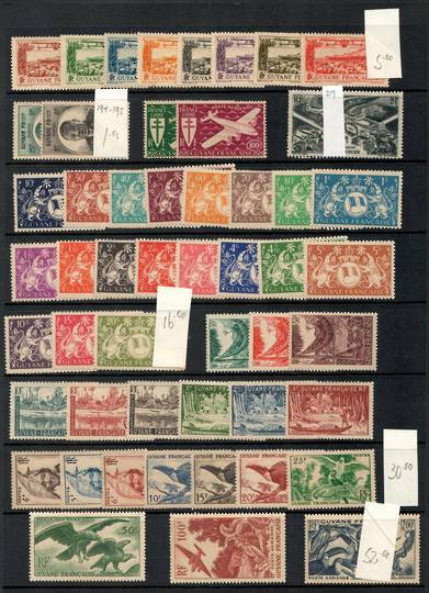 FRENCH GUIANA 1933 and following. SG 194-195 196-216 217 224-243 x 240. Catalogue value £104.00. - 100665 - Mint