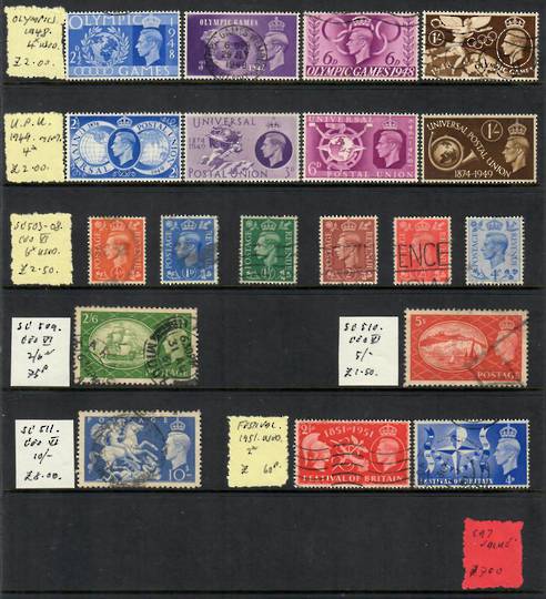 GREAT BRITAIN 1843-1951 Large selection of defs and commems. stc £700 but these items show double. SG48 £15. SG109/8 £65. SG147/