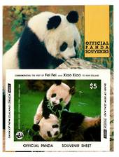 NEW ZEALAND 1988 Giant Panda Visit to New Zealand. 2 miniature sheets and one miniature sheet on cover. - 100754 -