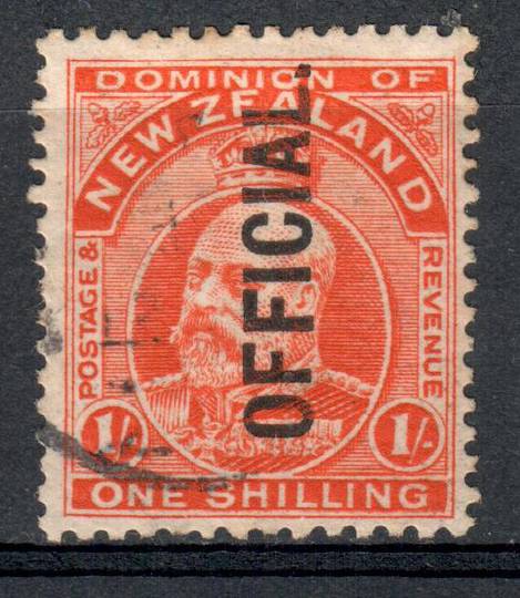 NEW ZEALAND 1909 Edward 7th Official 1/- Orange. - 10091 - FU