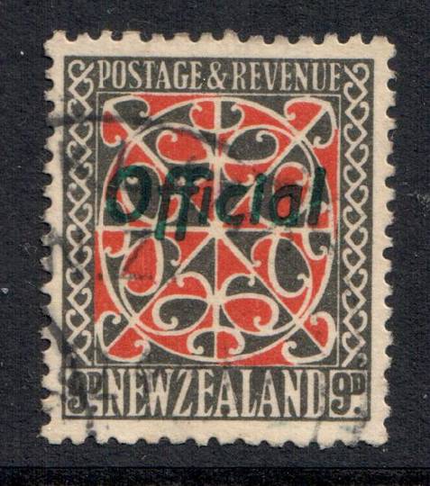 NEW ZEALAND 1935 Pictorial Official 9d Red and Grey with the green overprint. - 10182 - VFU