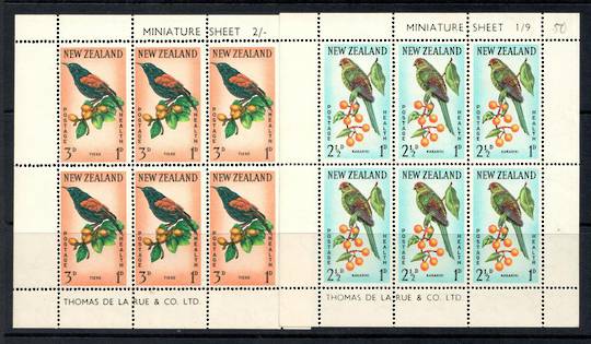 NEW ZEALAND 1962 Health miniature sheets featuring birds: Karakiri, Tieke. - 12662 - UHM