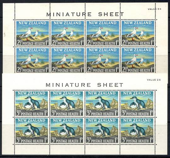 NEW ZEALAND 1964 Health miniature sheets featuring birds: Tarapunga and Korora. - 12664 - UHM