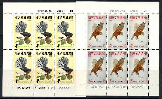 NEW ZEALAND 1965 Health miniature sheets featuring Birds. Kaka and Fantail - 12665 - UHM