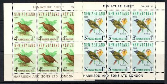 NEW ZEALAND 1966 Health miniature sheets featuring Birds: Bellbird and Weka - 12666 - UHM