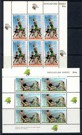 NEW ZEALAND 1970 Health set of 2 Miniature Sheets.  Basketball and Soccer. - 12670 - UHM