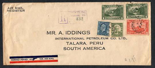CANADA 1934 Commercail Air Leeter to Peru. Eight backstamps. - 130115 - PostalHist