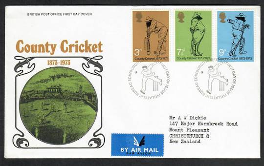 GREAT BRITAIN 1973 Cricket. Set of 3 on first day cover. - 130323 - FDC