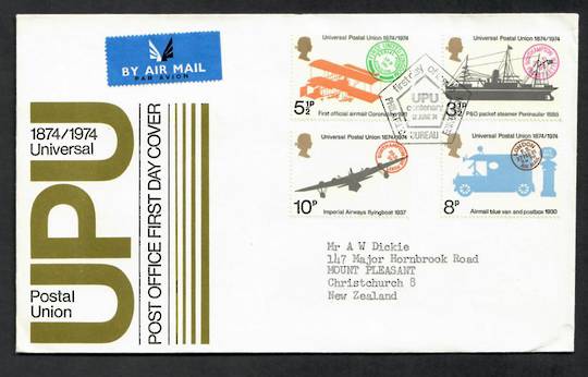 GREAT BRITAIN 1974 Centenary of the Universal Postal Union. Set of 4 on first day cover. - 130332 - FDC