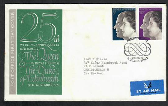 GREAT BRITAIN 1972 Royal Silver Wedding. Set of 2 on first day cover postmarked WINDSOR. - 130333 - FDC