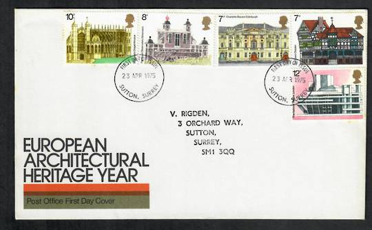 GREAT BRITAIN 1975 Architectural Heritage. Set of 5 on first day cover. - 130989 - FDC