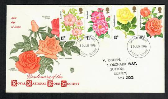 GREAT BRITAIN 1976 Flowers. Set of 4 on first day cover. - 130991 - FDC