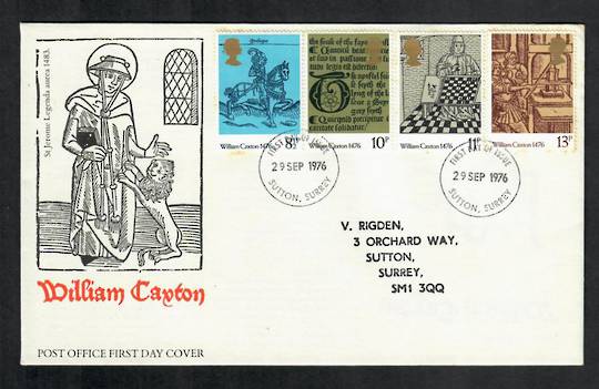 GREAT BRITAIN 1976 500th Anniversary of British Printing. Set of 4 on first day cover. - 130992 - FDC