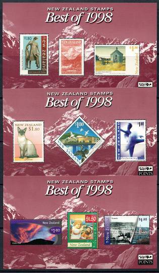 NEW ZEALAND 1998 Best of 1998 stamp points folder. Three miniature sheets. - 131462 - UHM