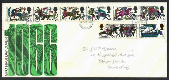 GREAT BRITAIN 1966 900th Anniversary of the Battle of Hastings. Set of 8 on first day cover. - 131713 - FDC