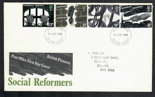 GREAT BRITAIN 1976 Social Reformers. Set of 4 on first day cover. - 131795 - FDC