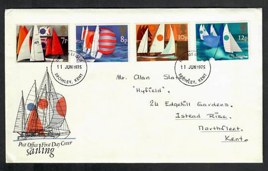 GREAT BRITAIN 1975 Yachts. Set of 4 on first day cover. - 131804 - FDC