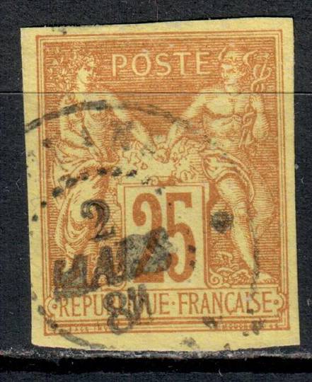 FRENCH COLONIES 1878 Definitive 25c Ochre on Yellow. Cut square with four excellent margins. - 1356 - FU