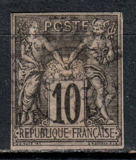 FRENCH COLONIES 1878 Definitive 10c Black on Lilac. Cut square with four margins. - 1365 - FU