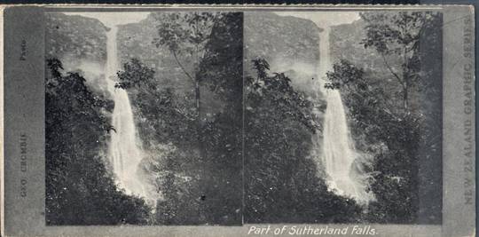 Stereo card New Zealand Graphic series of part of Sutherland Falls. - 140018 - Postcard