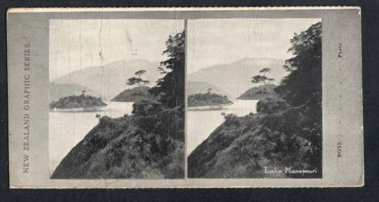 Stereo card New Zealand Graphic series of Lake Manapouri. - 140024 - Postcard