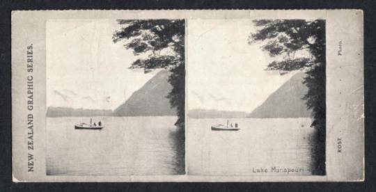 Stereo card New Zealand Graphic series of Lake Manapouri. - 140028 - Postcard