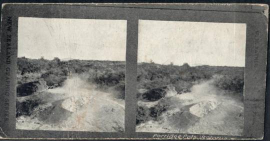 Stereo card New Zealand Graphic series of Porridge Pots Whakarewarewa. - 140032 - Postcard