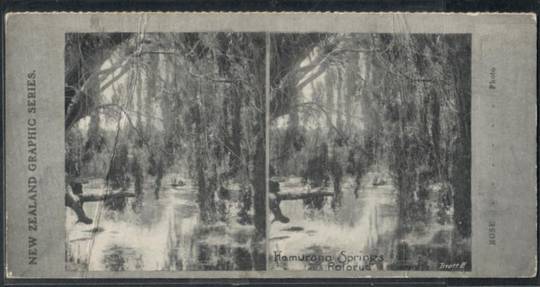 Stereo card New Zealand Graphic series of Hamurana Springs Rotorua. - 140035 - Postcard