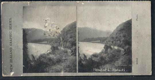 Stereo card New Zealand Graphic series of head of Lake Rotoiti. - 140037 - Postcard