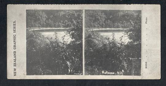 Stereo card New Zealand Graphic series of Lake Rotoma. - 140038 - Postcard