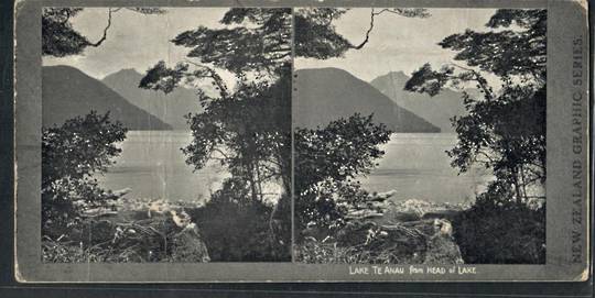 Stereo card New Zealand Graphic series of head of Lake Te Anau. - 140039 - Postcard