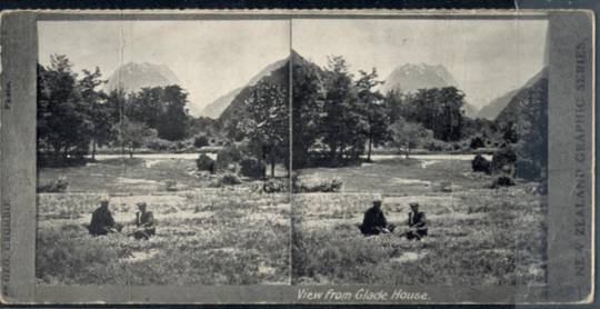 Stereo card New Zealand Graphic series of view from Glade House. - 140041 - Postcard