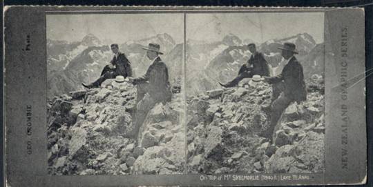 Stereo card New Zealand Graphic series. On top of Mt Skelmorlie Lake Te Anau. - 140049 - Postcard