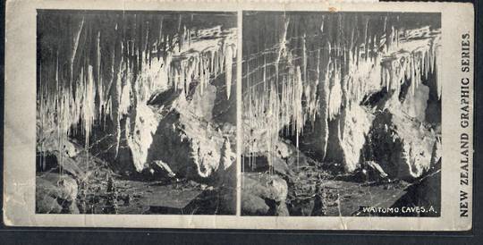 Stereo card New Zealand Graphic series of Waitomo Caves. Repaired. - 140059 - Postcard