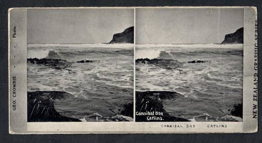 Stereo card New Zealand Graphic series of Cannibal Bay Catlins. - 140062 - Postcard