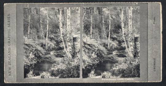 Stereo card New Zealand Graphic series of Purakatunui Creek Catlins. - 140063 - Postcard